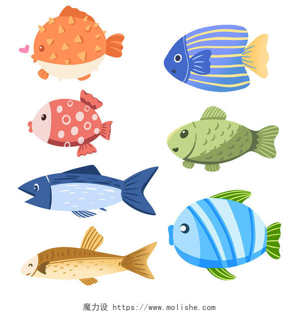 卡通海洋动物鱼类插画素材png